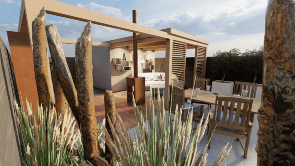 Tuinontwerp Studio voorbeeld van een tuin in 3D