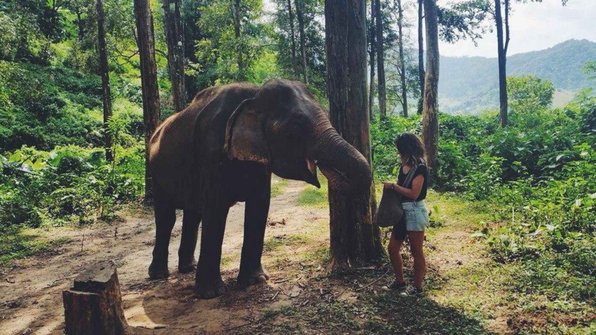 Anja met een olifant