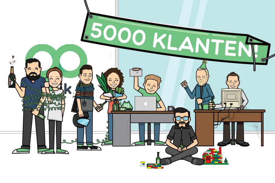 Team Rinkel animatie voor spandoek met 5000 klanten